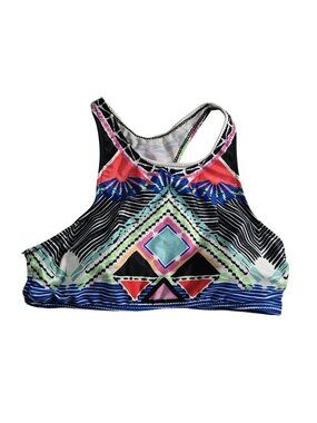 Aeropostale Sports Bra Colorful Geometric Racerback  - Large  - Multicolor